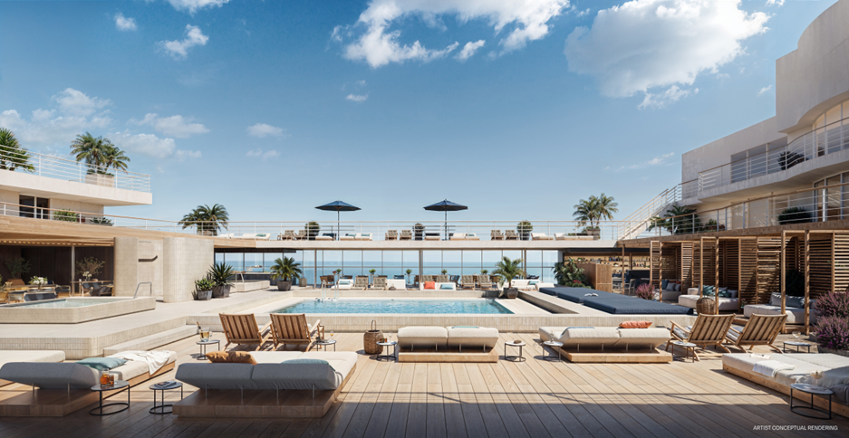 Infinity pool area offering resort-style comfort aboard at residential cruise ship Navigator